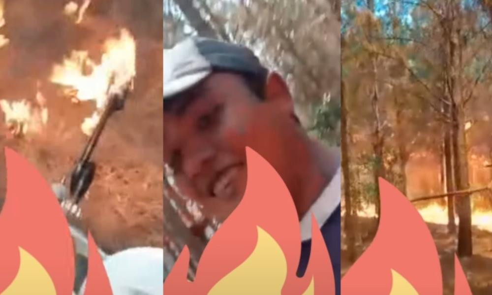 Hombre que se filmó incendiando bosque de Corrientes con un lanzallamas, video: Revista Contexto Tucumán