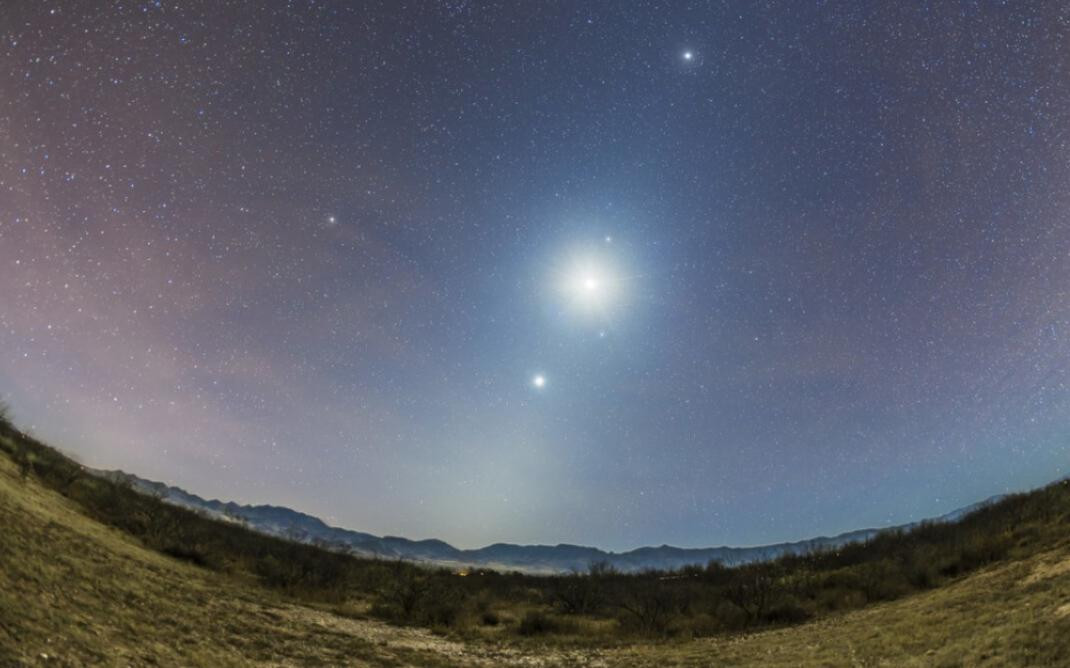 Luna, Venus y Marte