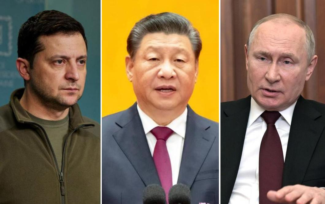 Putin, Xi Jinping y Zelenski.