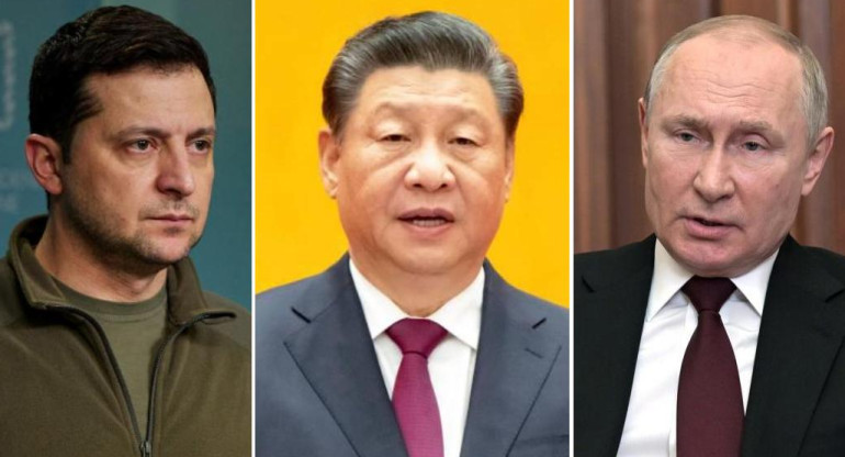 Putin, Xi Jinping y Zelenski.