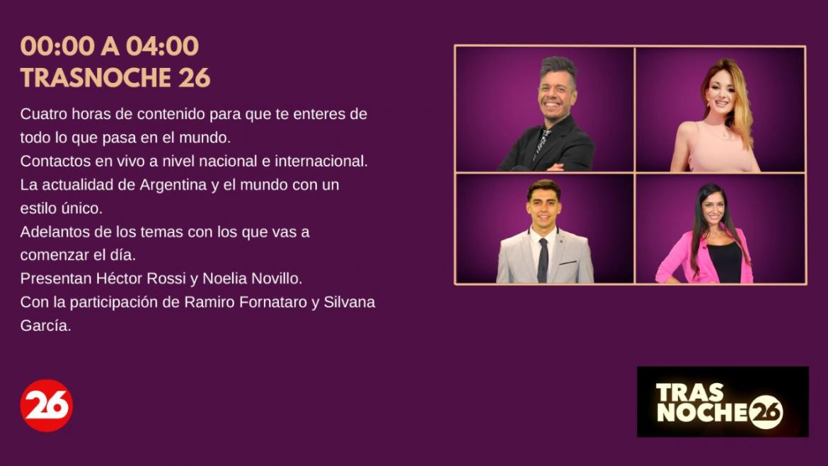 Nueva programación de Canal 26 2022 - Trasnoche 26	