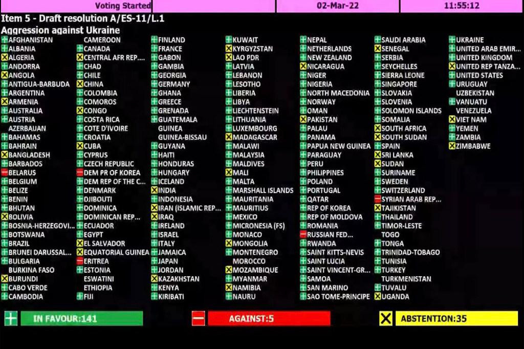 Votación ONU para pedir el cese de armas por parte de Rusia, ONU