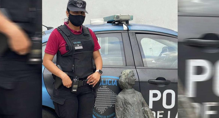 Recuperaron la estatua de Ana Frank que había sido robada en Puerto Madero	