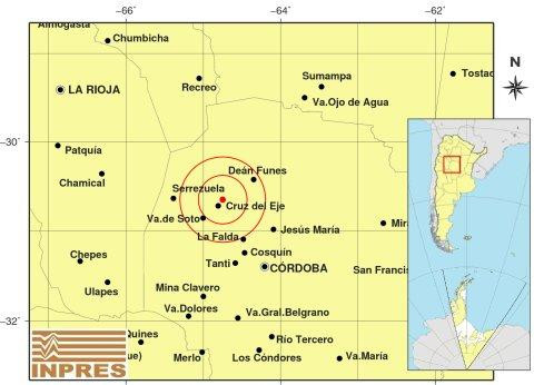 Sismo en Cruz del Eje, Córdoba