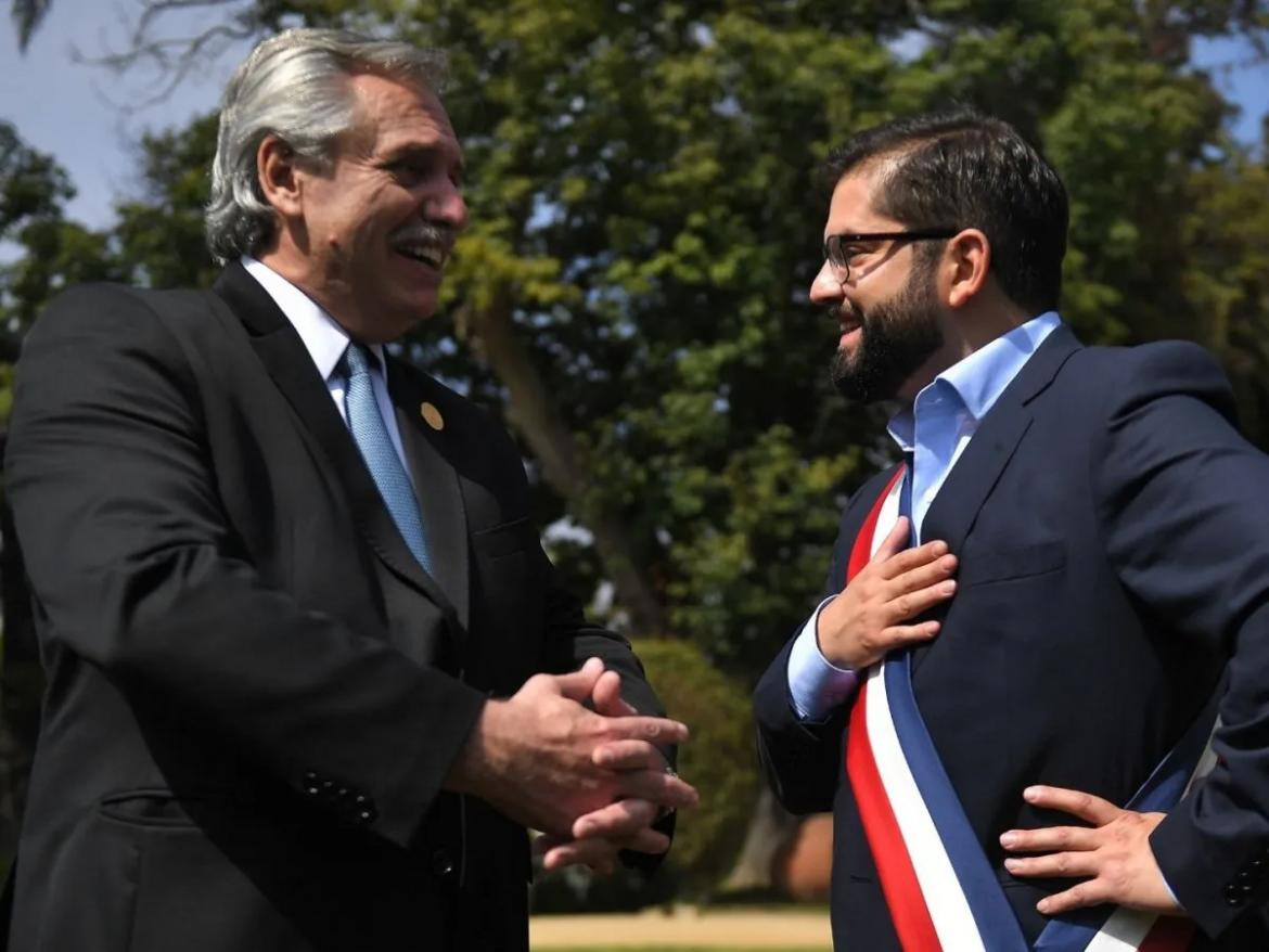 Alberto Fernández y Gabriel Boric, foto presidencia