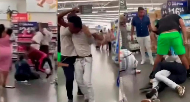 Clientes de un supermercado impidiendo una violación en Miami, captura video