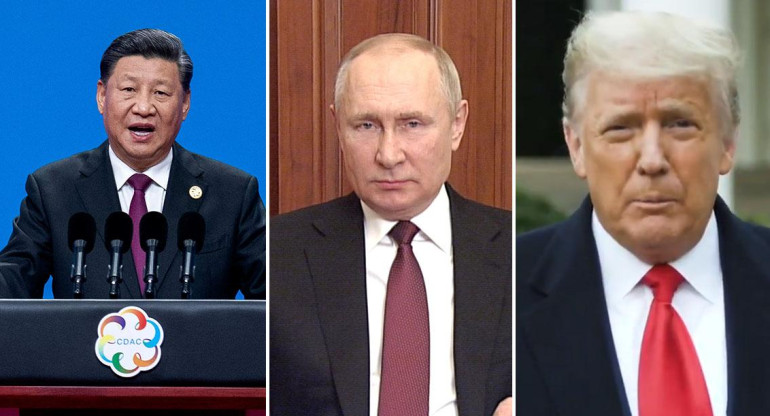 Xi Jinpin, Vladimir Putin y Donald Trump, NA