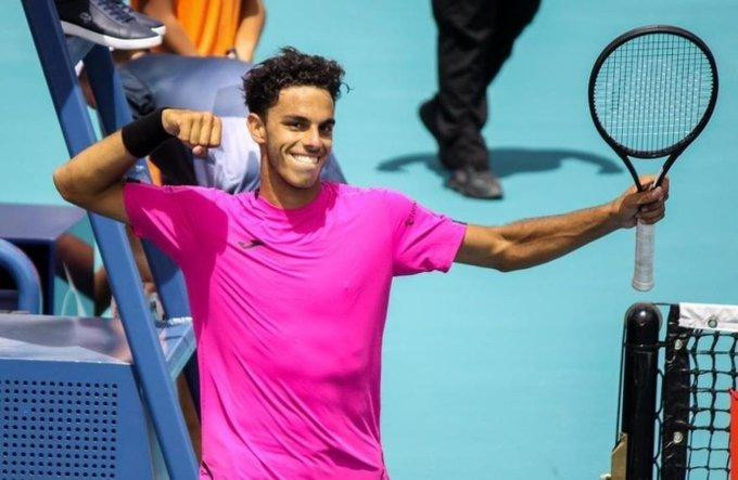 Festejo de Francisco Cerúndolo en el Miami Open