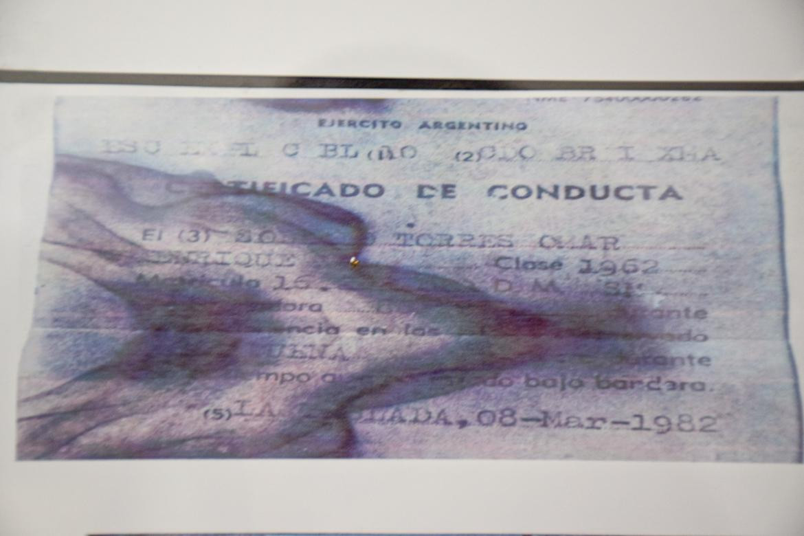 Certificado de buena conducta del soldado Omar Enrique Torres, Malvinas