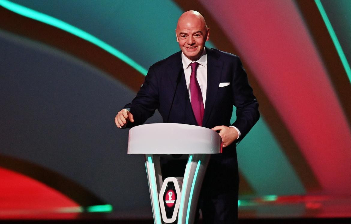 Gianni Infantino en el sorteo del Mundial de Qatar 2022, AGENCIA EFE