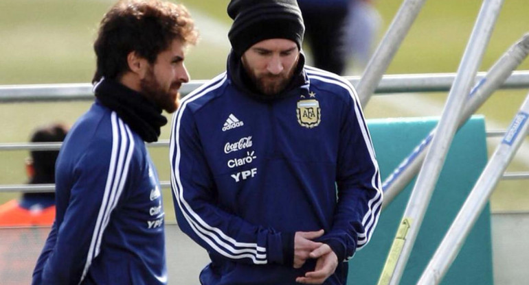 Pablo Aimar y Lionel Messi
