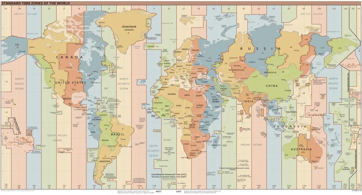 Mapa del huso horario mundial