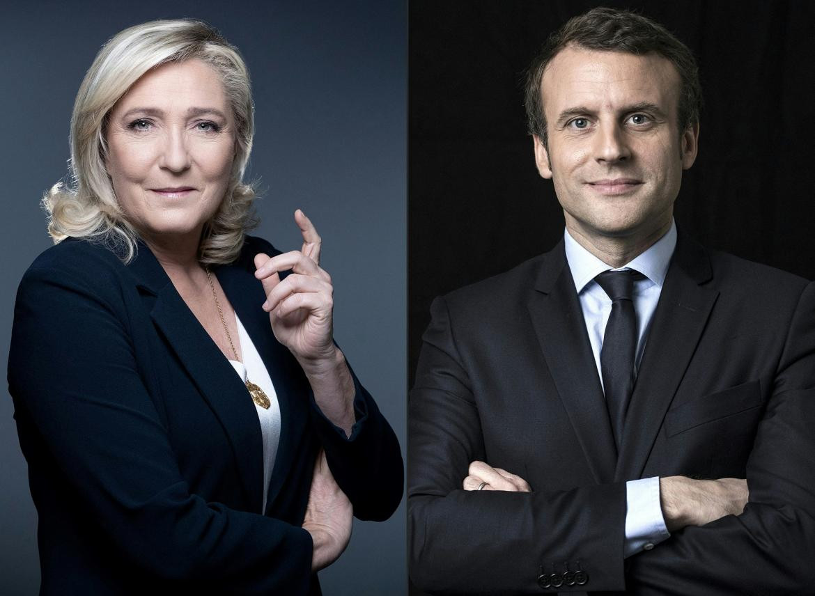 Emmanuel Macron y Marine Le Pen, foto AFP