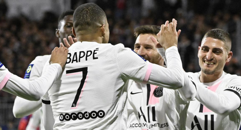 PSG, Messi, Mbappé, festejo, AFP
