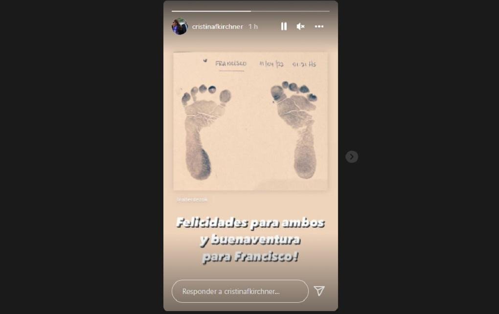 Mensaje de Cristina Kirchner a Alberto Fernández y Fabiola Yáñez por nacimiento de su hijo Francisco