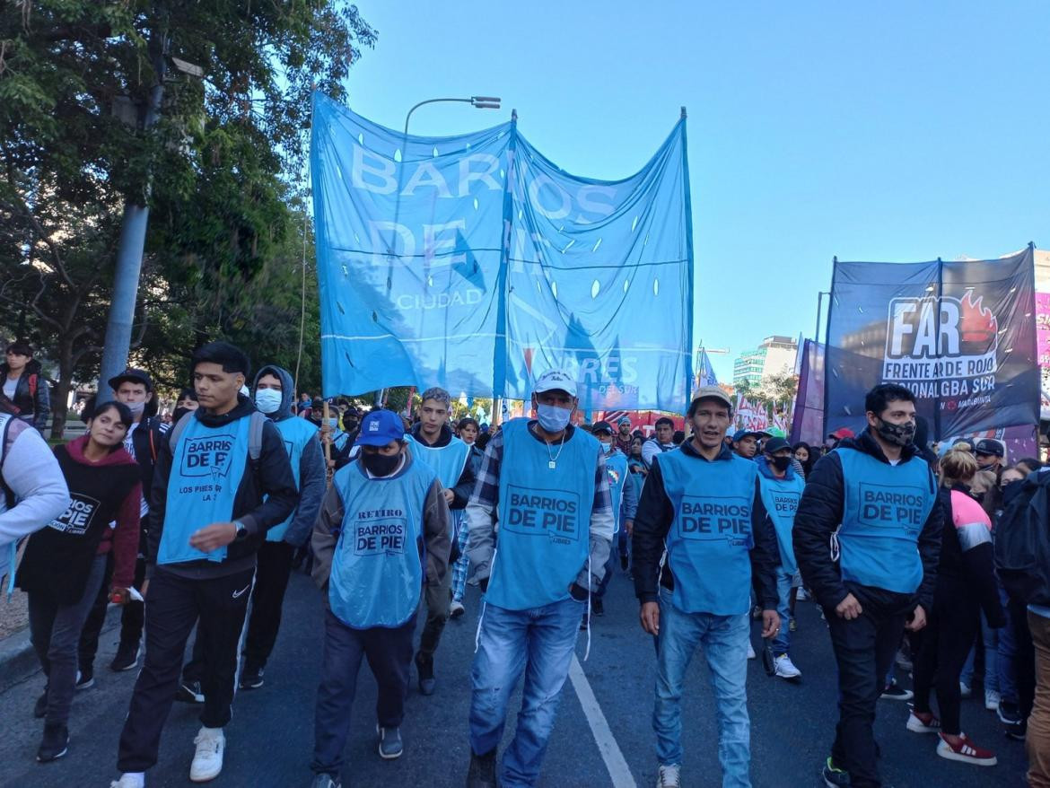 Barrios de pie, corte en avenida 9 de julio, marchas, protestas, piquetes.