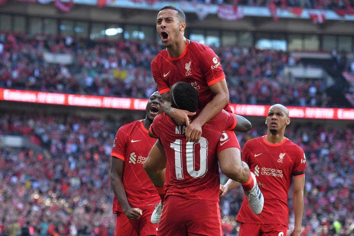 Festejo del Liverpool ante el Manchester City por la FA Cup, AGENCIA EFE