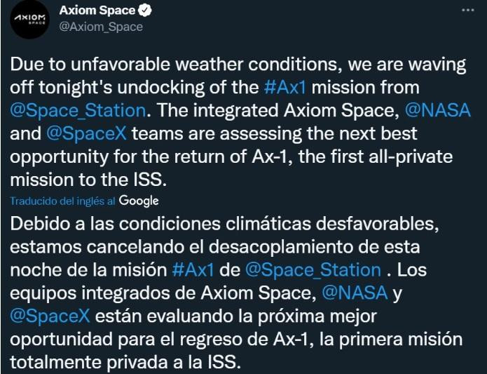 Astronautas de la primera misión privada de la NASA, NA