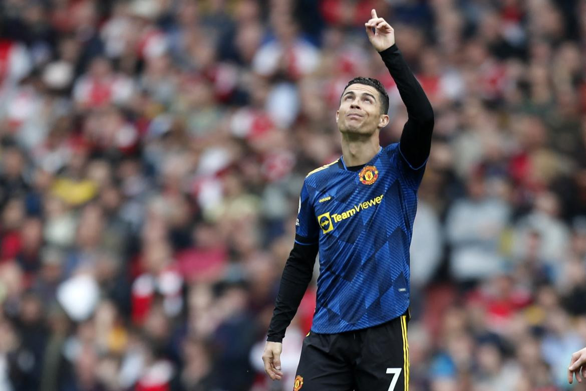 Festejo de Cristiano Ronaldo para el Manchester United por la Premier League, AGENCIA AFP