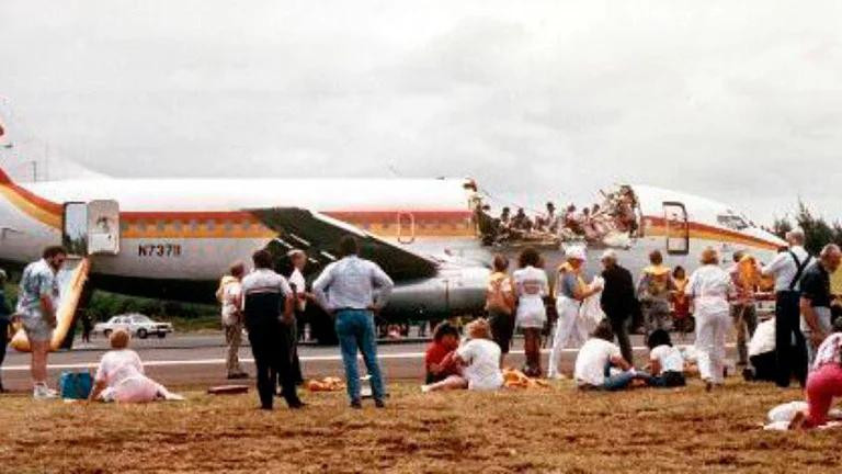 Imagen de archivo que muestra el momento después del aterrizaje. Foto: Infobae