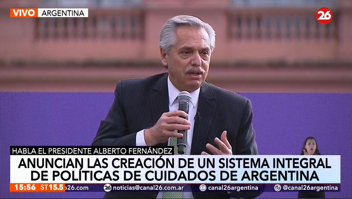 Alberto Fernández, presidente de Argentina, anuncios, foto captura Canal 26