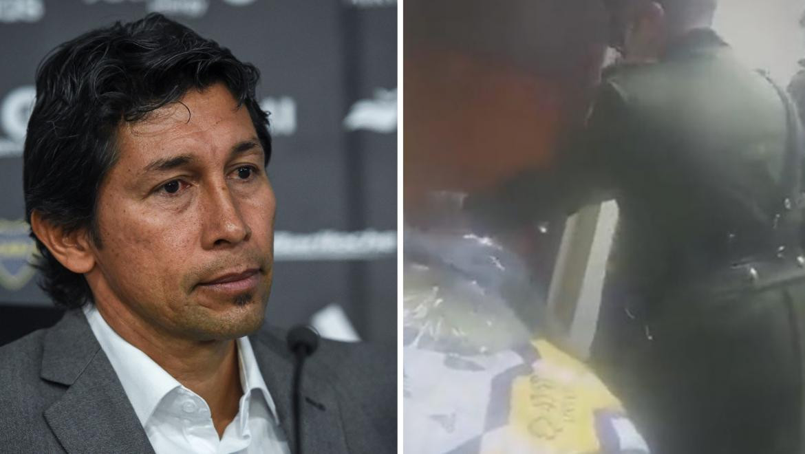 Patrón Bermúdez, escándalo con Boca. Foto: Twitter @Labocatw y captura de video.