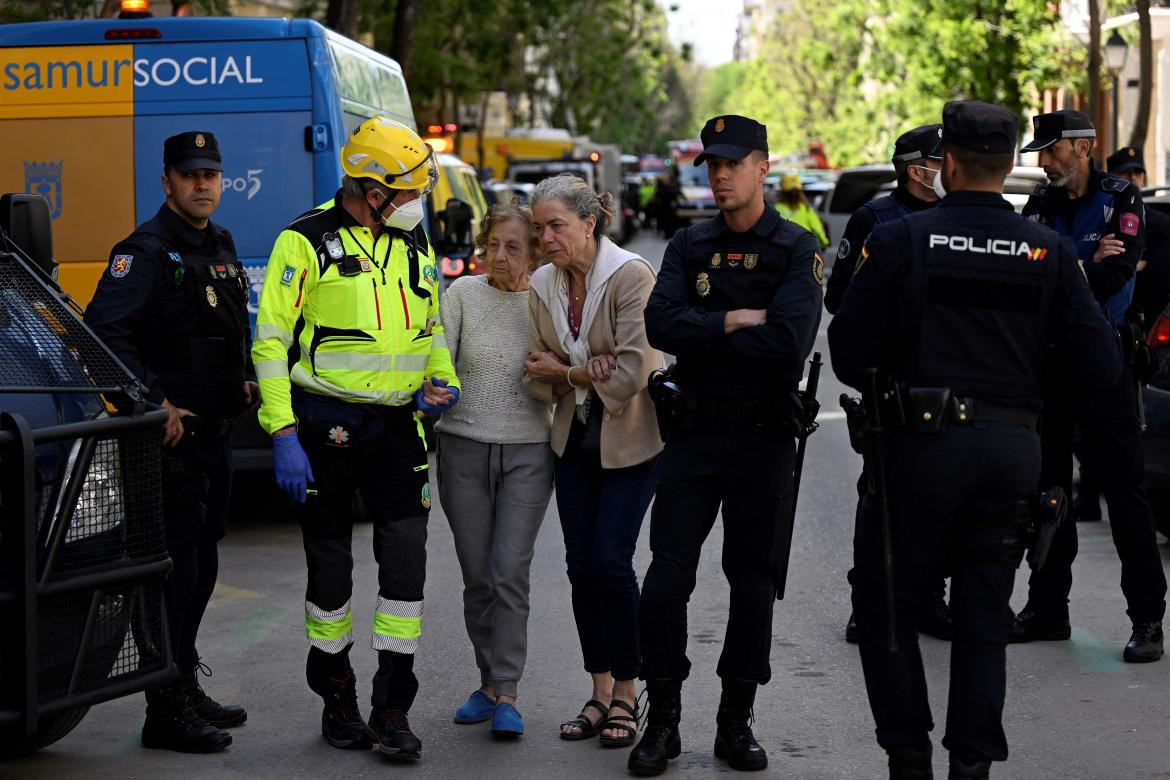 Explosión en un edificio de Madrid. Foto: AFP.