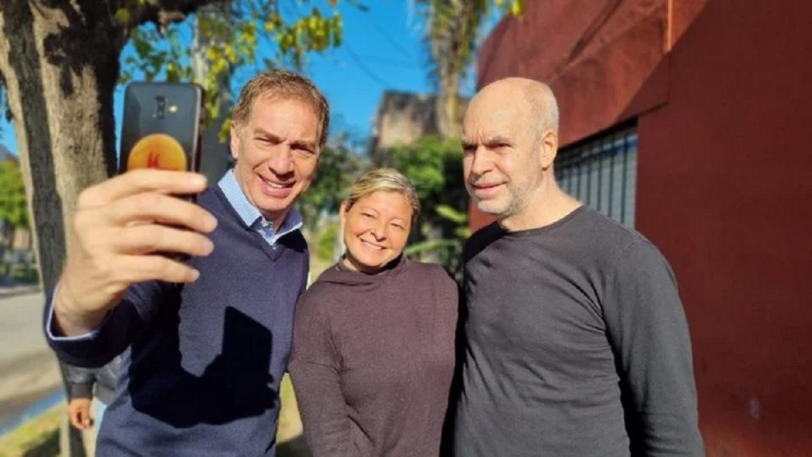 Larreta y Santilli recorrieron La Matanza. Foto: AFP