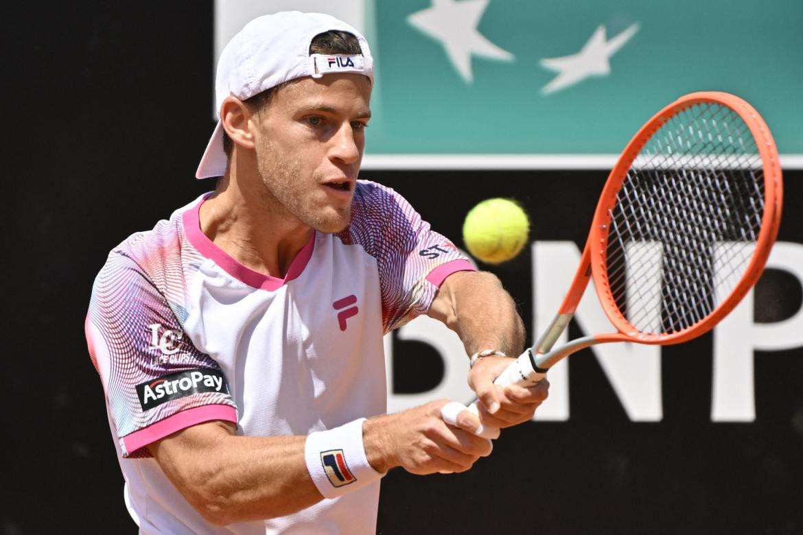 Diego Schwartzman en el Masters 1000 de Roma. Foto: AFP.