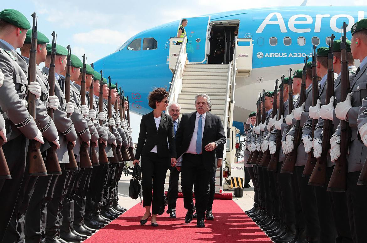 Alberto Fernández llegó , junto a la comitiva oficial, a la ciudad de Berlín. Foto: NA.