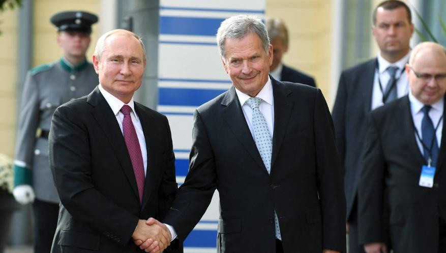 Vladimir Putin y el presidente de Finlandia, Sauli Niinisto, año 2019. Foto: AFP.