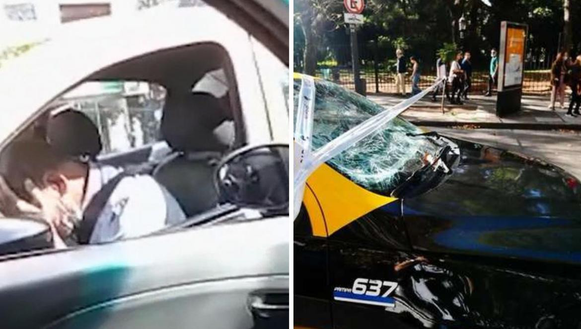 Taxista que atropelló a las turistas en Palermo. Fotos: video y NA.