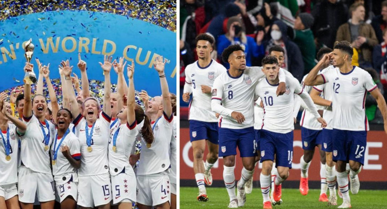 Selección masculina y femenina de fútbol de EEUU. Fotos: Reuters.