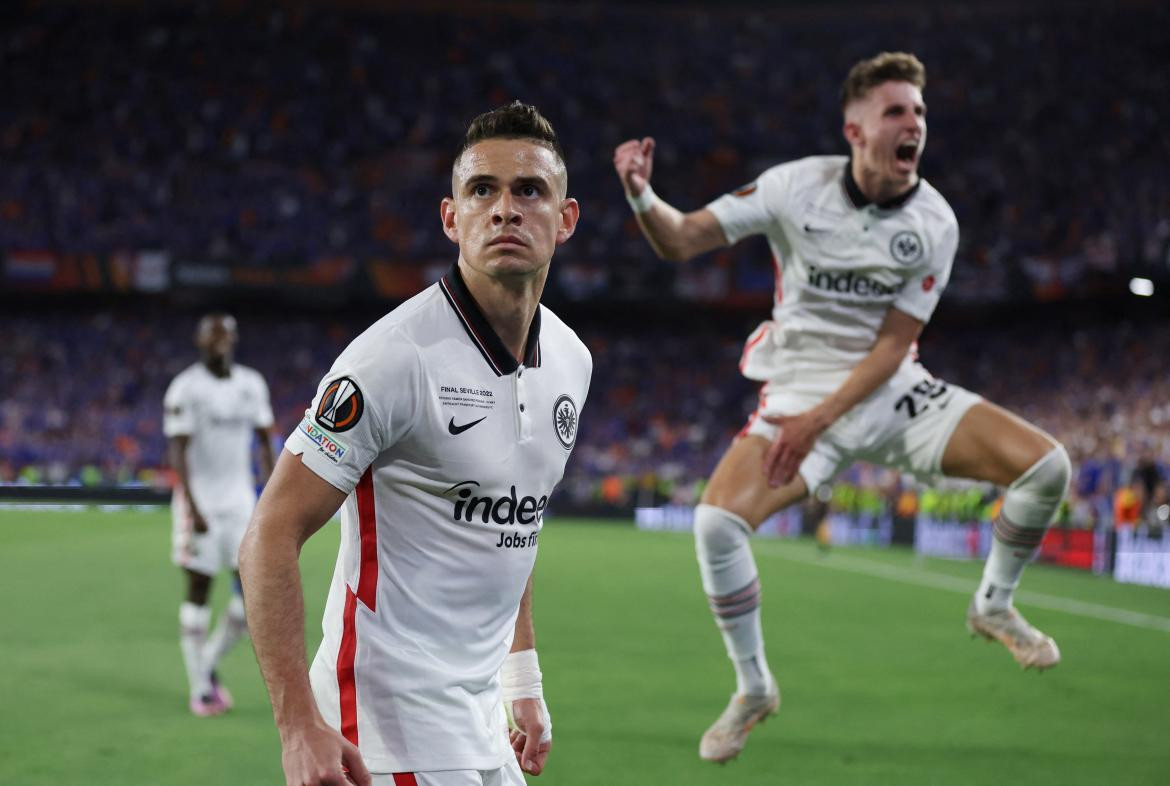 Festejo del Eintracht Franfurk ante el Rangers en la final de la Europa League. Foto: REUTERS.