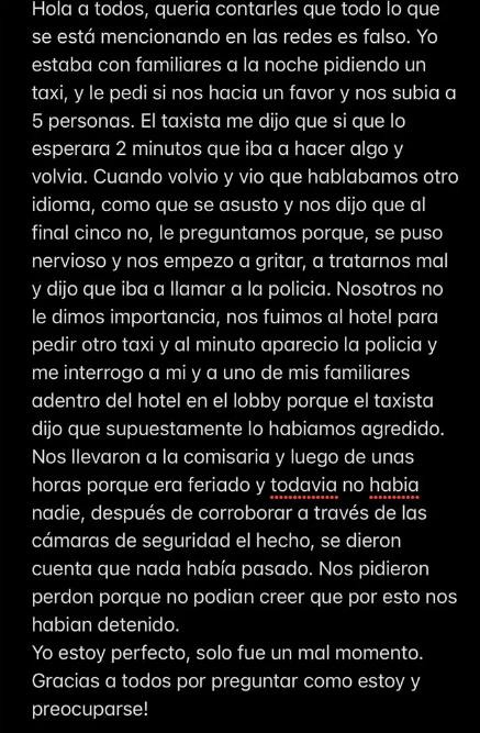 Descargo de Francisco Cerúndolo tras su incidente en París. Foto: Redes Sociales