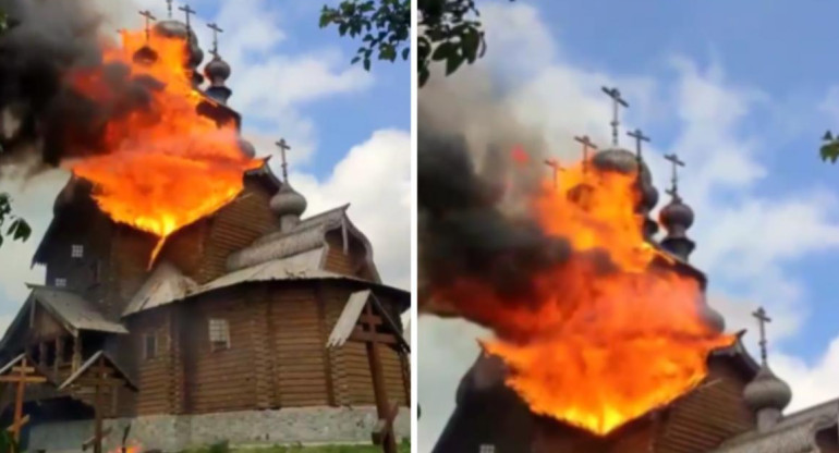 Incendio del Monasterio Sviatohirsk Lavra.