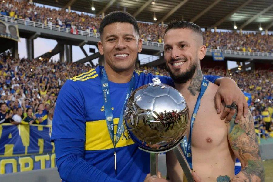 Marcos Rojo y Darío Benedetto. Foto: Twitter Boca.