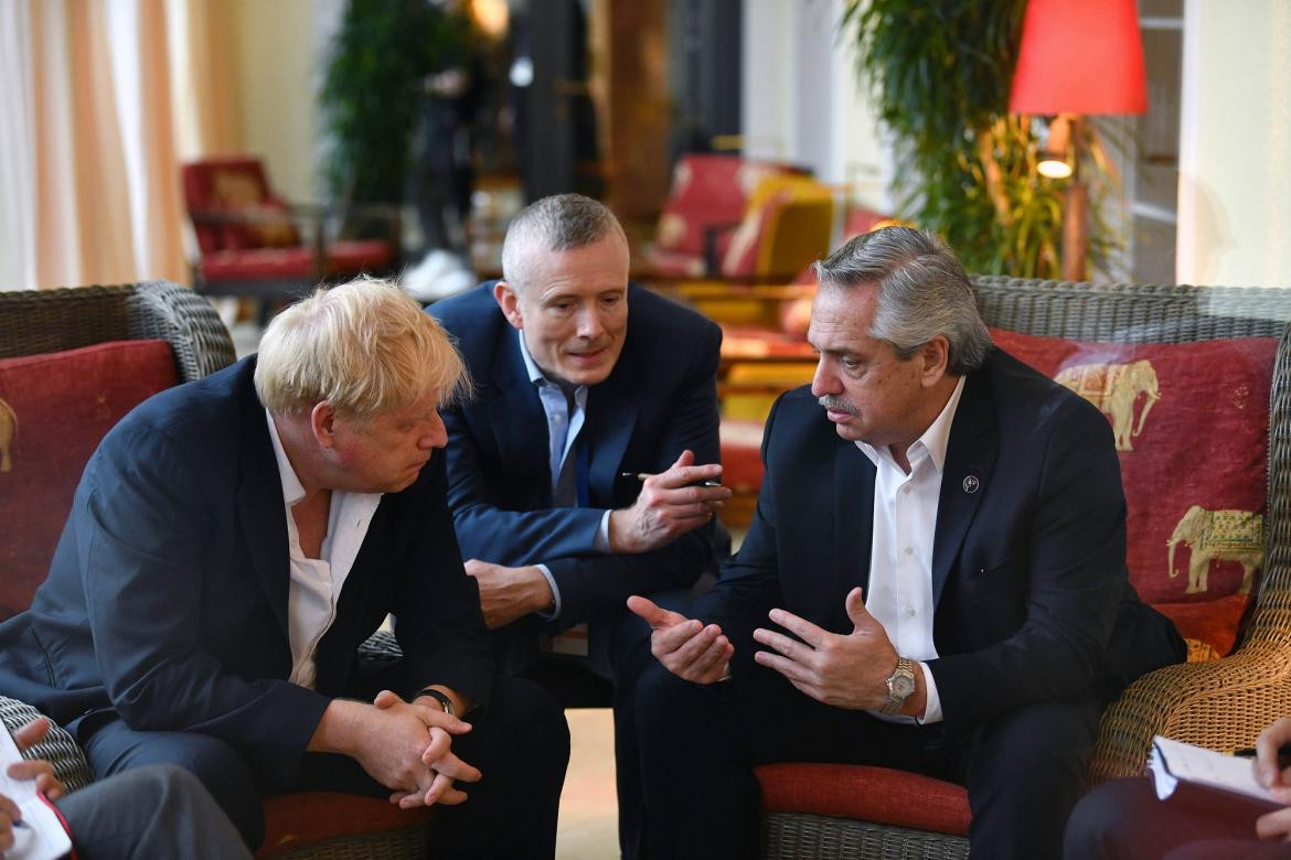 Boris Johnson y Alberto Fernández en Alemania, Foto NA