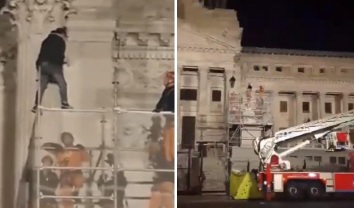 Intento de suicidio en Congreso de ex policía. Foto: captura video.