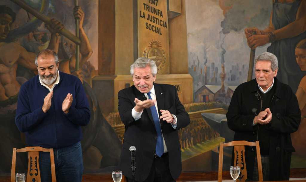 Alberto Fernández acto en la CGT. Foto NA