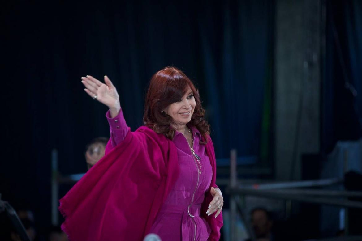 Cristina Kirchner, vicepresidenta, acto en Ensenada. Foto: prensa.