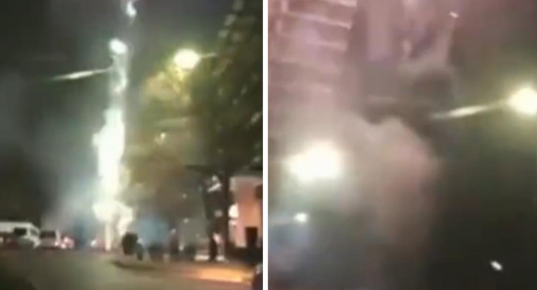 Bombas de estruendo en hotel. Foto: captura video.