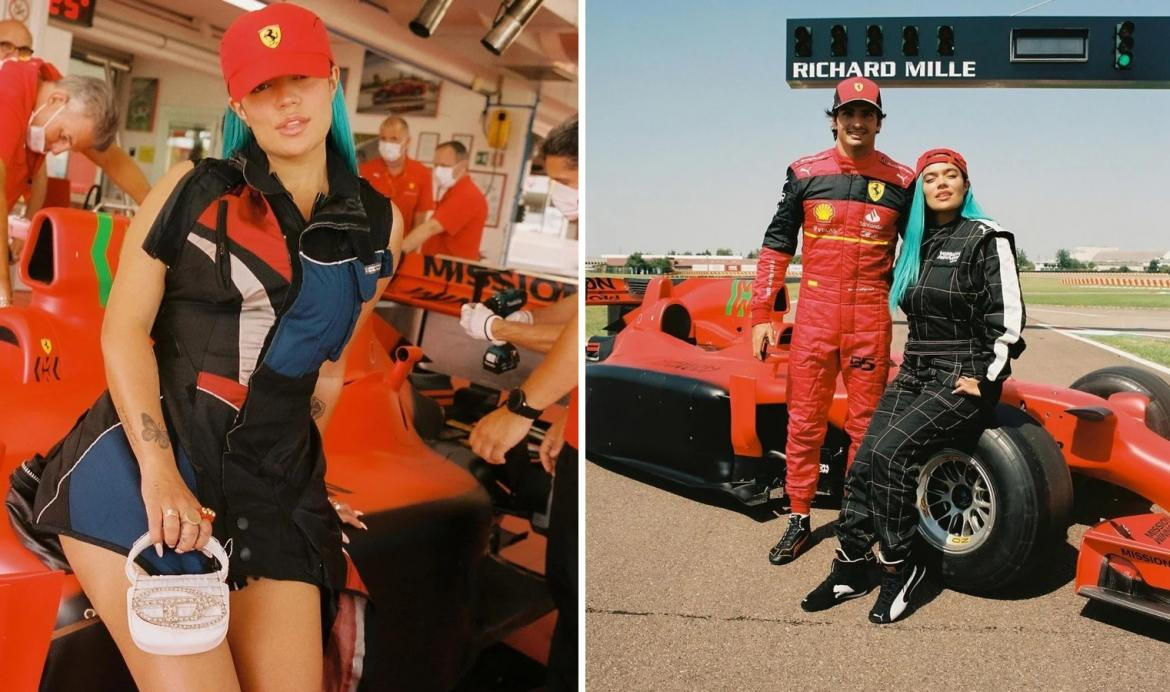 Karol G debutó como piloto de Ferrari en la Fórmula 1