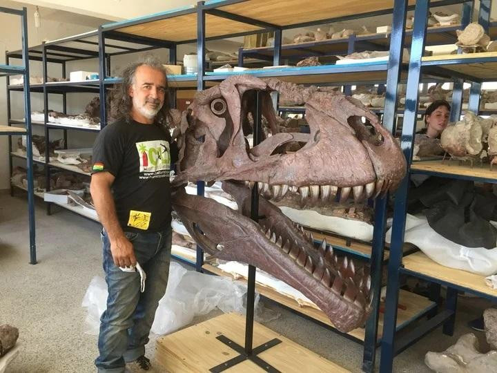 Meraxes Giga, esqueleto de dinosaurio hallado en Neuquén. Foto: Fundación Azara.