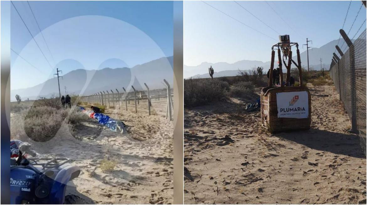 Cayó un globo aerostático en Cafayate y dejó sin luz a toda la zona. Foto: bieninformados.com.ar.