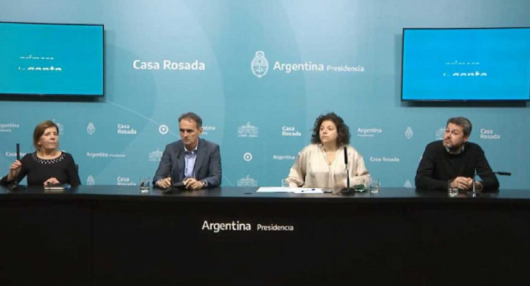 Cerruti, Katopodis, Vizzotti y Lammens en conferencia de prensa. Foto: NA.
