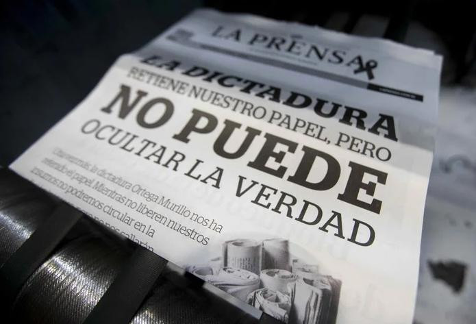 Foto de la que sería la última portada del diario La Prensa, en Managua (Nicaragua), en agosto del año pasado. Foto: EFE.