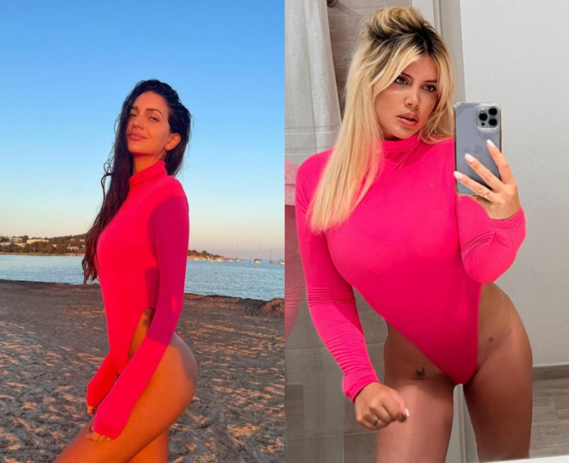 Posando con el mismo body. Fotos: instagram @wanda_nara y @zaira.nara.