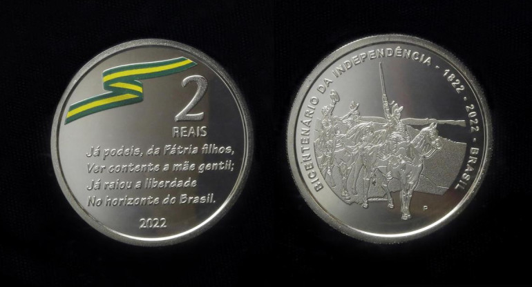 Brasil acuña su primera moneda colorida para el bicentenario de Independencia. EFE