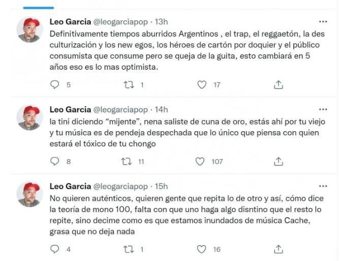 Tuits de Leo García. Foto: NA.
